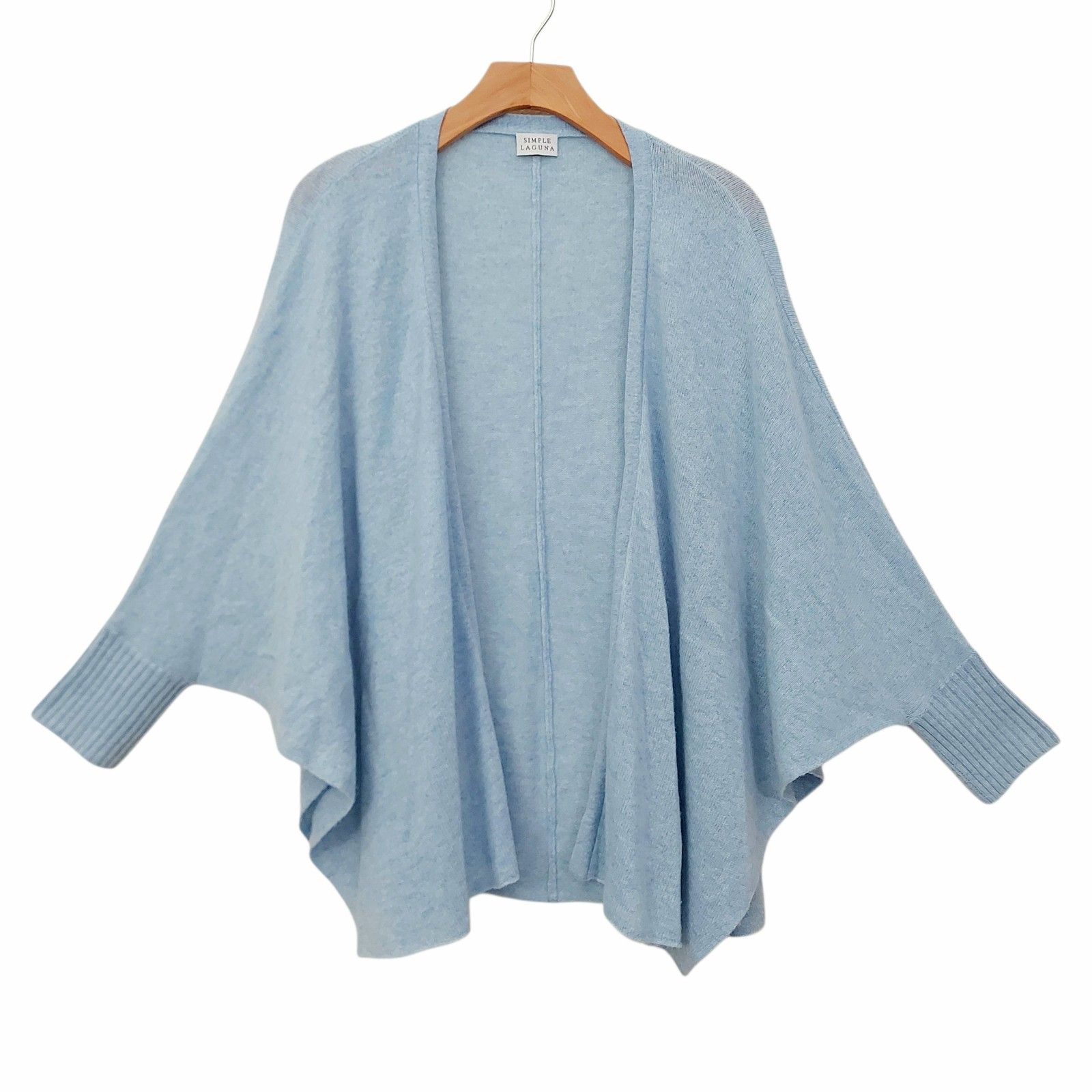 Simple Laguna Sandy Open Cardigan Womens One Size Blue Cashmere Dolman Sleeve